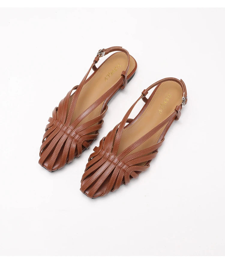 ZAROY Narrow Band Women Flat Sandals Large Size Designer Brand Banquet Wedding Shoes Summer Hollow Beach Gladiator Sandalias
