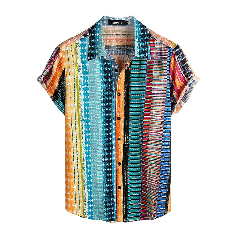Mens Casual Hawaiian Floral Shirts 3D Full Print Short Sleeve Button Down Tropical Beach Shirts for Men Camisa Manga Masculina
