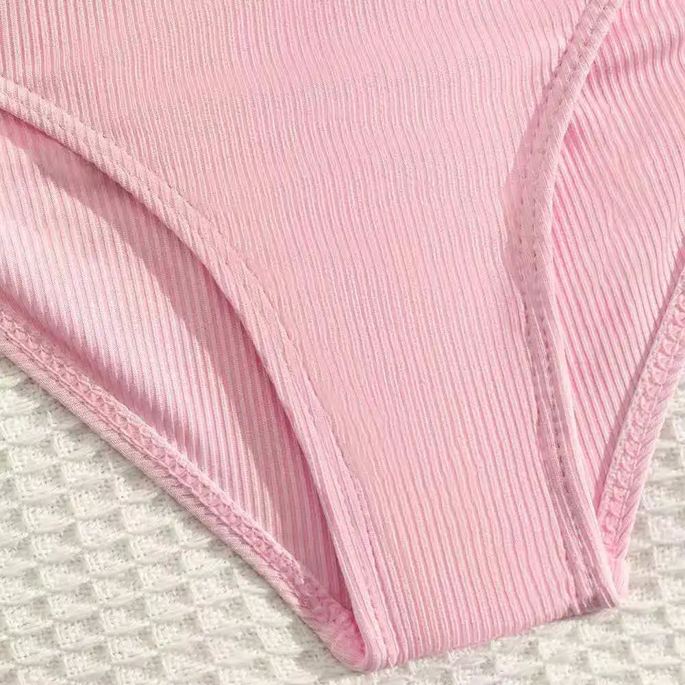 2026 Solid Girls Swimsuit Halter Triangle Bikinis Kids Swimwear Female Children's Bathers Bathing Swimming Swim Suit 8-12Y