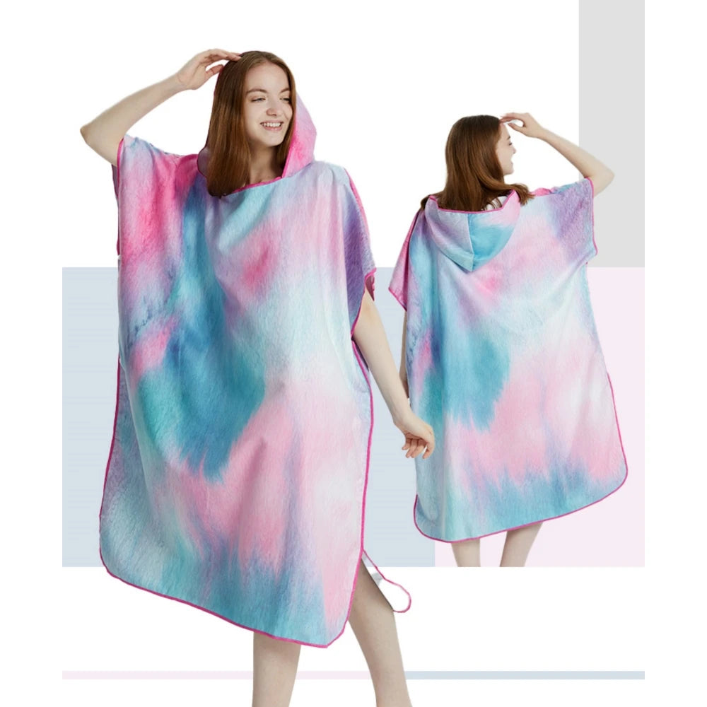 Surf Poncho Towel Poncho Quick-Dry Towel Hoodie Microfiber Beach Robe Changing Poncho Swim Towel Beach Poncho For Adults (A4)