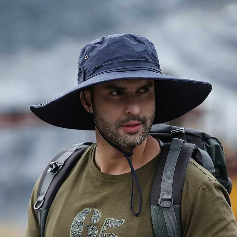 Summer Mountaineering Fishing Hat Men's UV Resistant Fisherman Hat Large Eave Outdoor Work Sun Protection Hat Sun Visor Hat