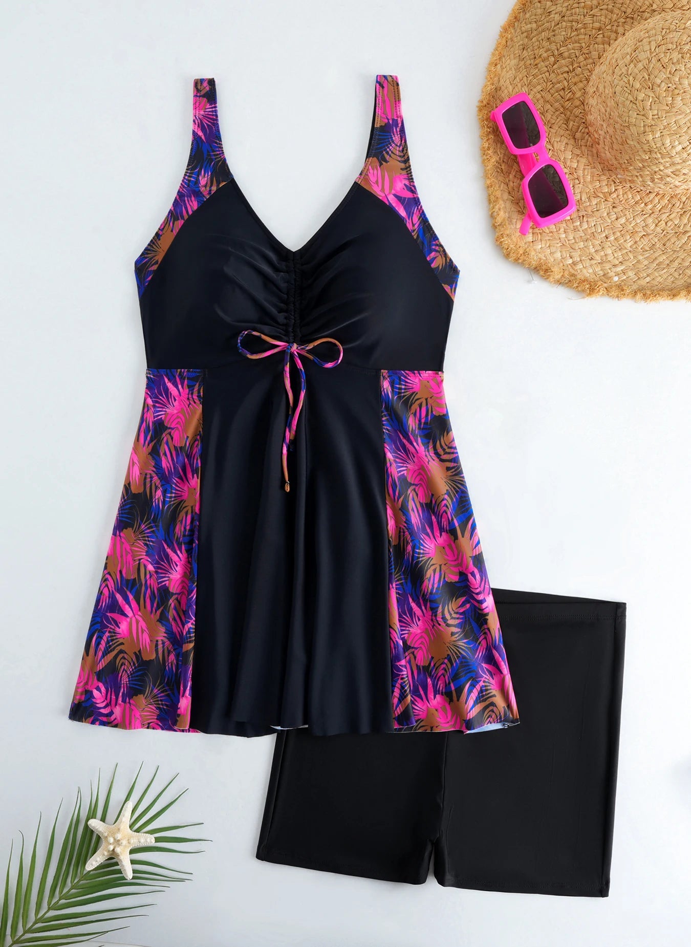 Swimsuit Women Leopard Large Plus Size Tankini 2 Pieces Swimwear Female Bathers Bathing Swimming Swim Suit Beach Dress 5XL