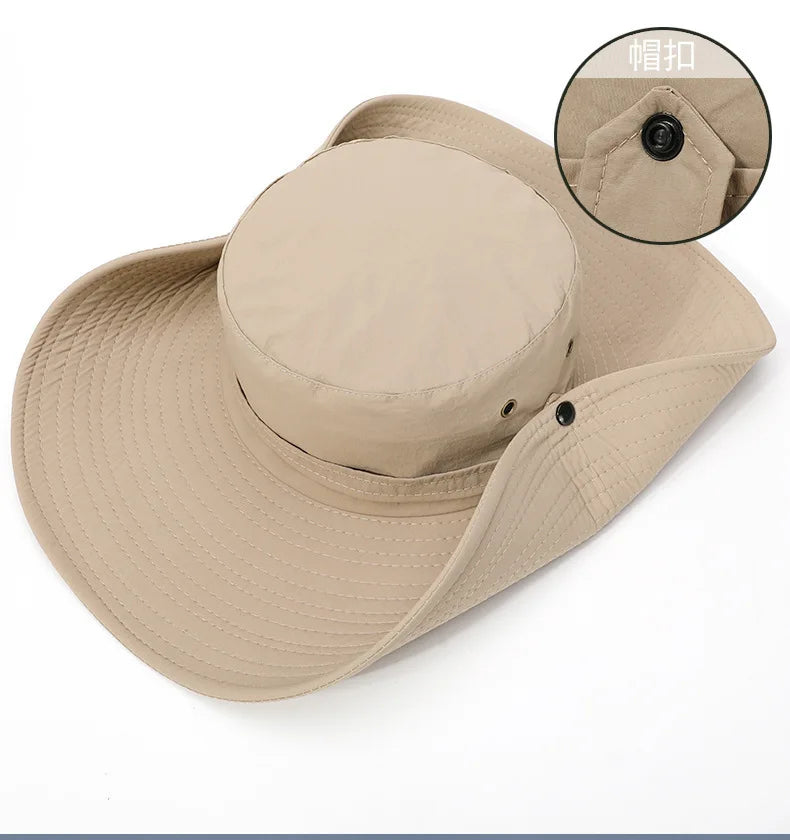 Summer Mountaineering Fishing Hat Men's UV Resistant Fisherman Hat Large Eave Outdoor Work Sun Protection Hat Sun Visor Hat