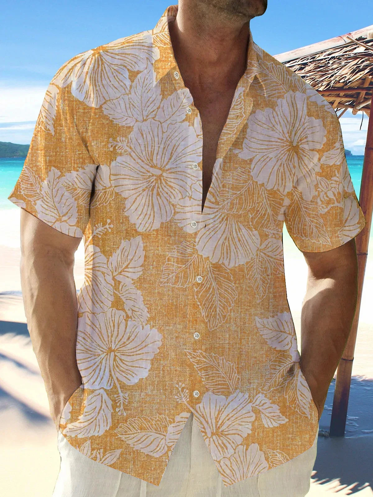 Men's Shirt 2024 Flower Pattern Short Sleeve Polo Neck Shirt Summer New Comfortable Fabric Hawaiian Shirt Plus Size XS-5XL