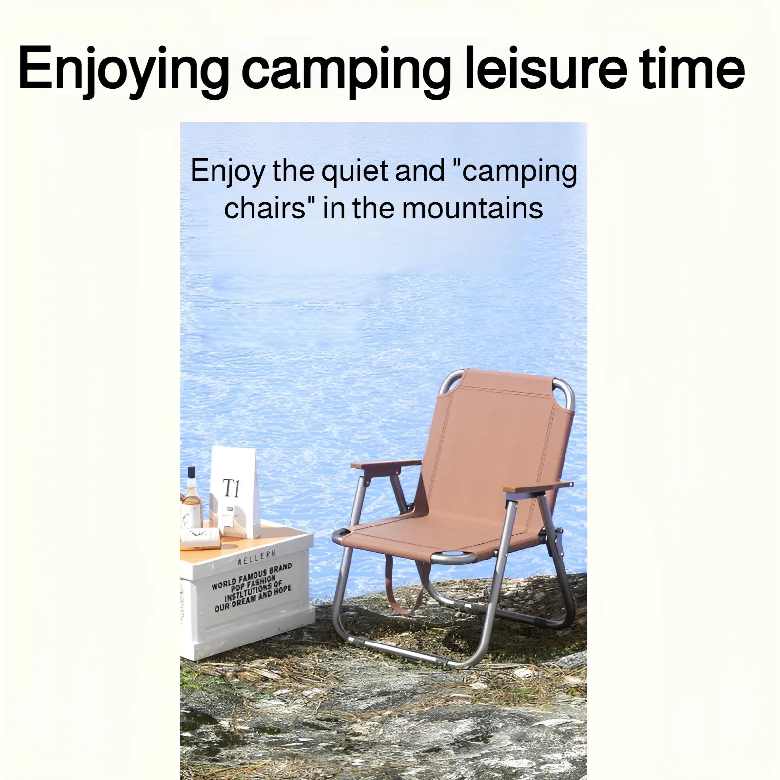 Portable Camping Chair Picnic Oxford Cloth Chair Beach Fishing Chair Outdoor Folding Beach Chair with Non-slip Mat Aluminum Blac