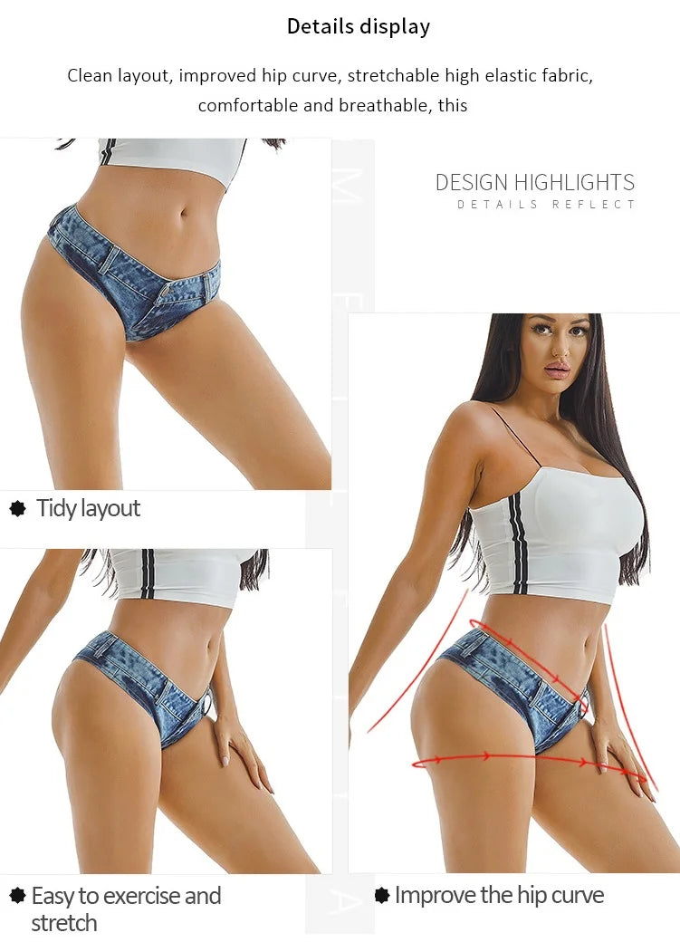 Fashion Summer Sexy Woman Low Waist Leak Hip Denim Super Shorts Lady Nightclub Hot Dance Mini Jeans Panties Girl Casual Clothing