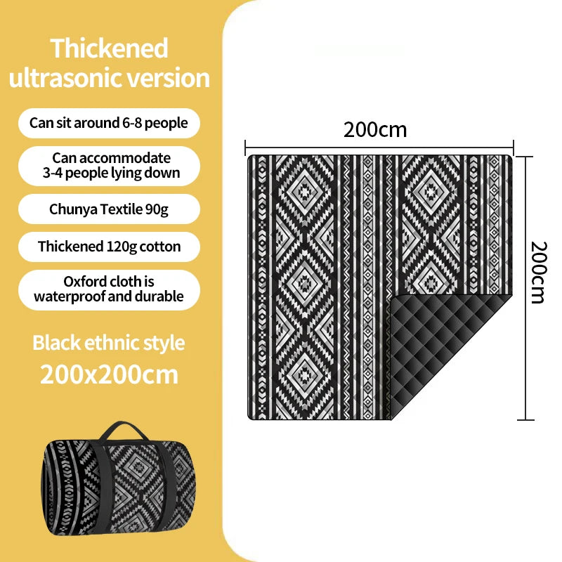 Waterproof Picnic Blanket 200x300CM Large Beach Blanket Outdoor Picnic Mat Beach Mat with Carrying Handle for Camping Beach
