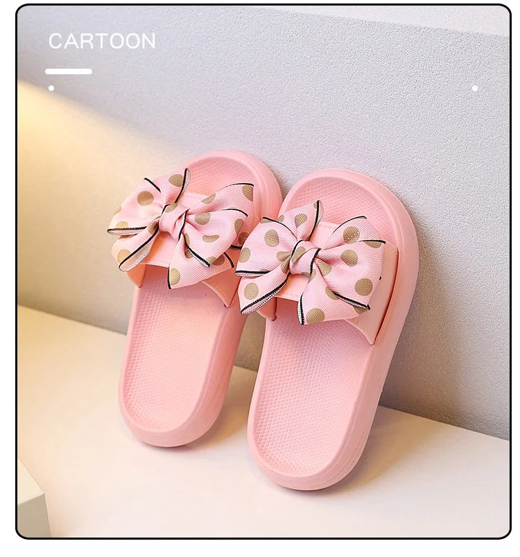 2026Summer Children's Slippers Girls Princess Non-slip Soft Sole Slippers Toddler Girl Shoes Bow Tie Slippers Flip Flops Outdoor