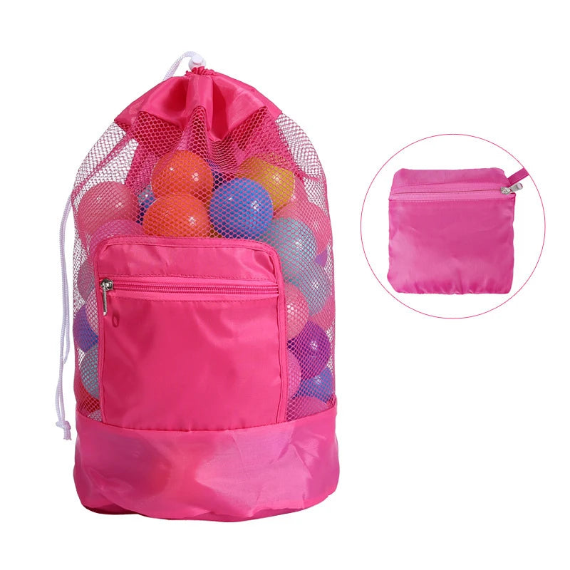 Portable Beach Bag Foldable Net Swimming Bag Children Beach Toy Organizer Storage Backpack Kids Outdoor Swimming Waterproof Bags