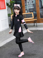 Kids/Toddler Three-Piece Long Sleeve Swimsuits Rash Guard Bathing Suit Swim Shirt+Pants+Shorts Full Body Sun Protection Wetsuits
