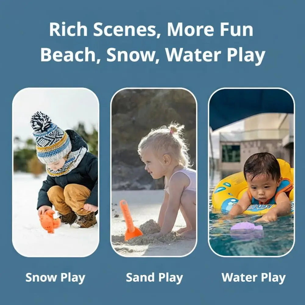 Foldable Beach Sand Toys Set Collapsible Bucket with Shovel & Molds for Sand, Snow & Water Play Portable Beach Toys for Toddlers