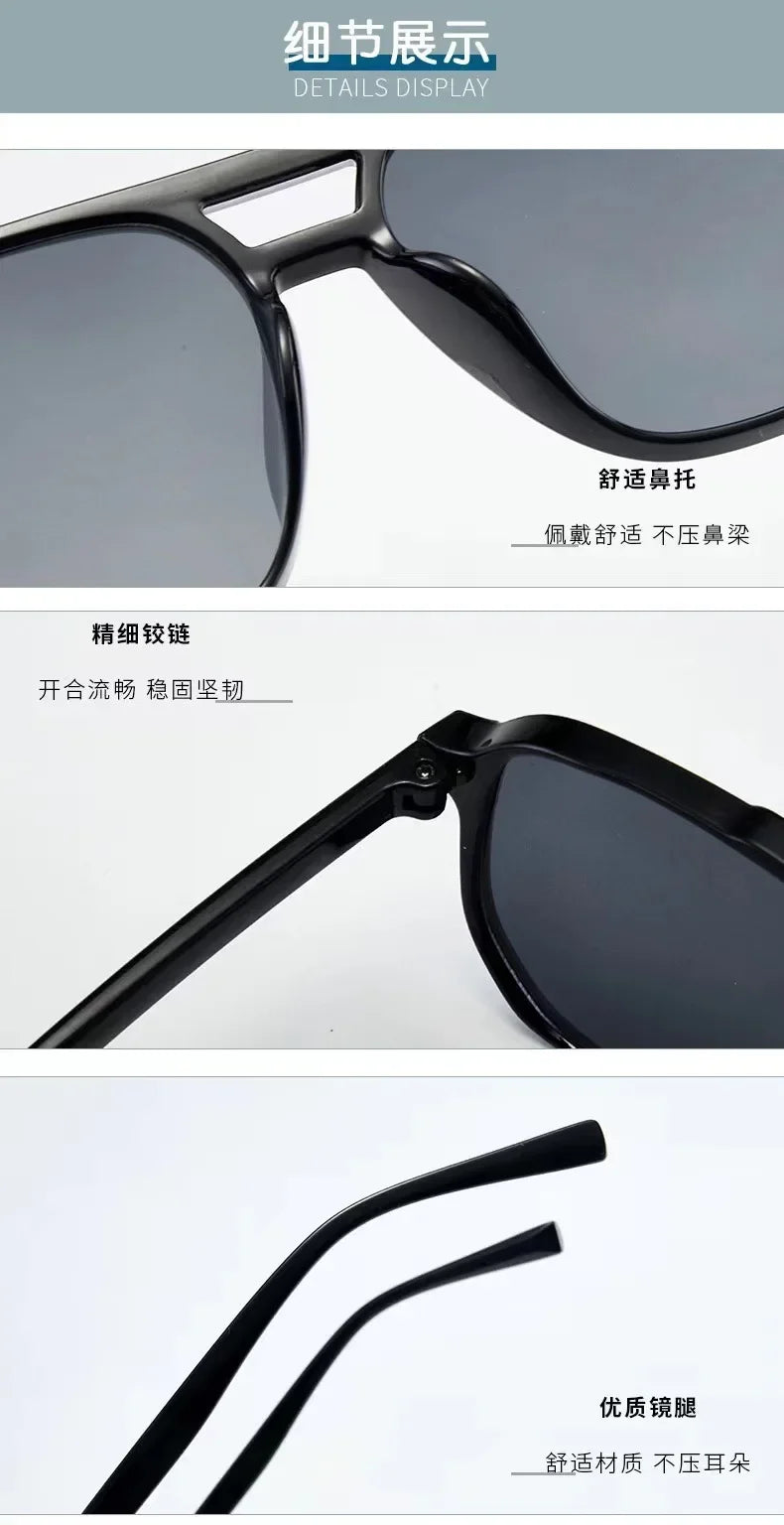 Square Big Frame Sunglasses for Men and Women Lightweight Frame Black Yellow Sun Glasses with UV Protection