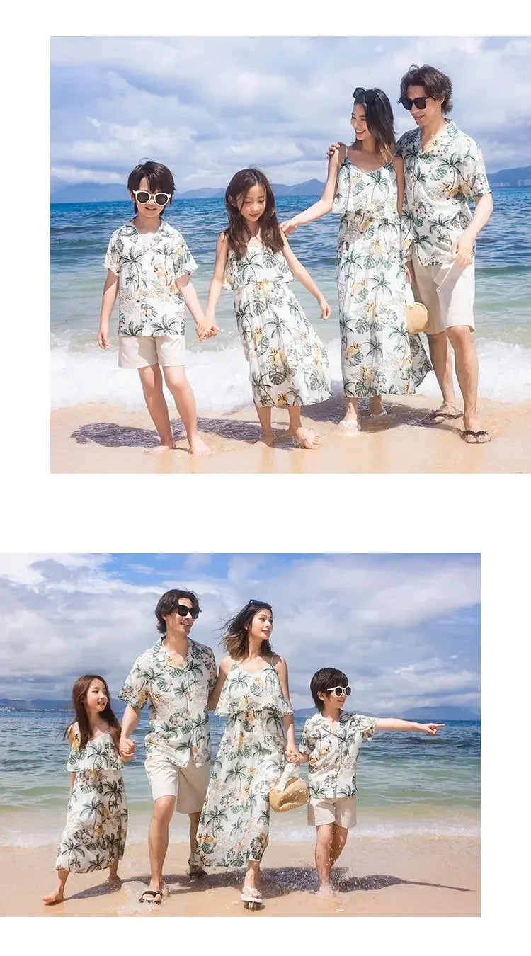 2025 Beach Family Matching Outfit Girl Dress Resort Couple Look Dad Son Sea Holiday Boy Clothes Vacation Mom And Daughter Summer
