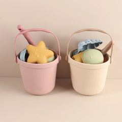 Kids Beach Bucket Set with Silicone Molds (Sea Star, Shell, Crab) | Sand Castle Toys for Outdoor & Sensory Play
