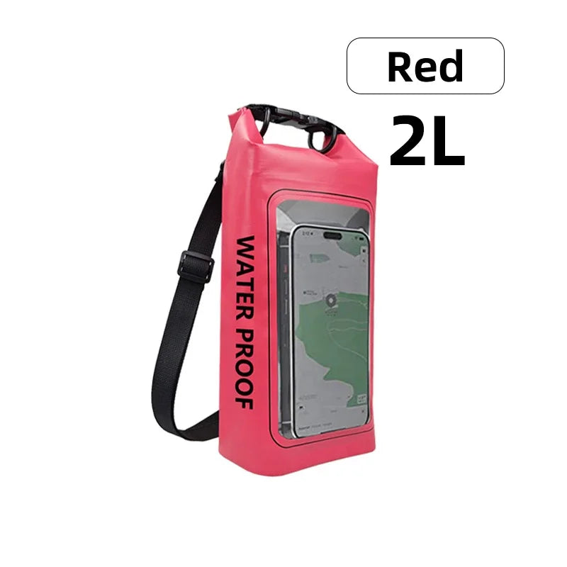 2L/5L Waterproof Dry Bag Touch Screen Swimming Waterproof PVC Bag Rafting Floating Outdoor Sport Bag Surfboard Kayak Storage Bag
