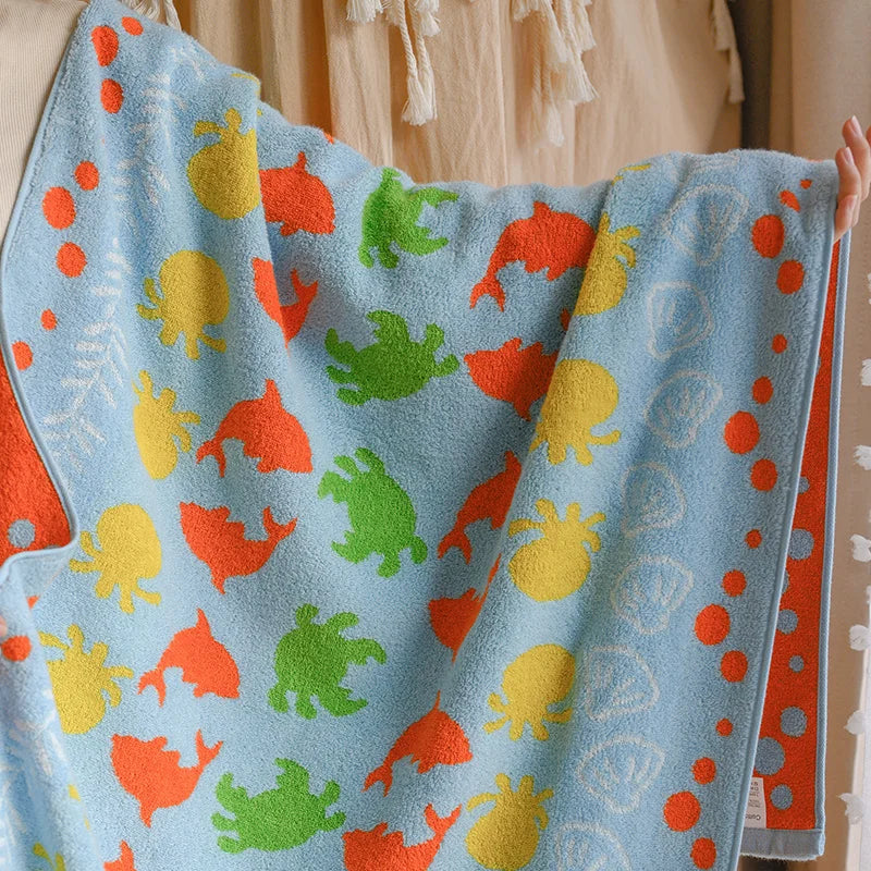 Cute Graffiti  Pears Patter Cotton Soft Face Towel for Kids Absorbent Bath Towel Comfortable Cotton Household Towel Beach Towels