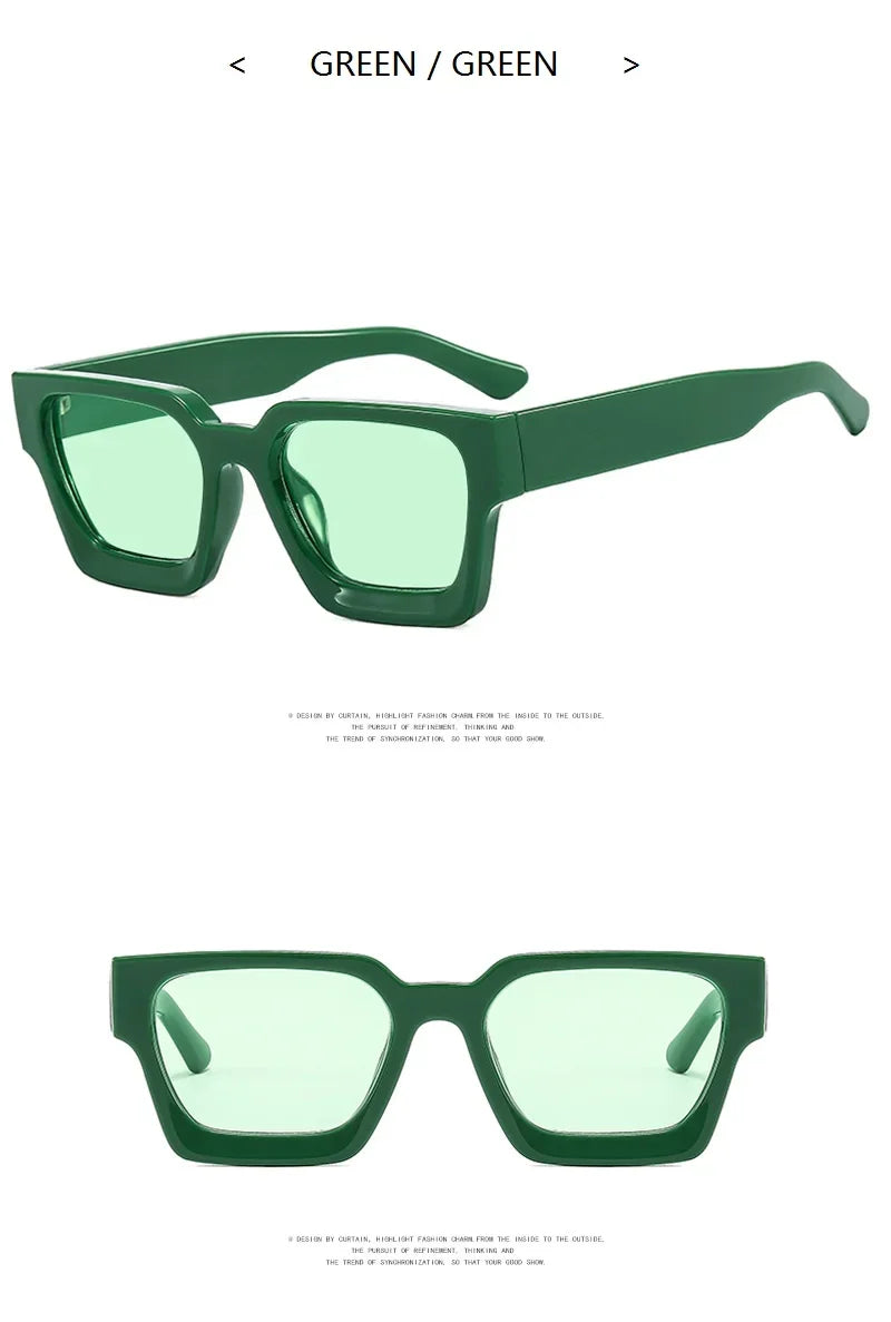 Unisex Square Vintage Sunglasses, UV400 Protection Retro Punk Style Fashion Shades, Designer Eyewear for Men & Women Driving, Outdoor & Daily Wear