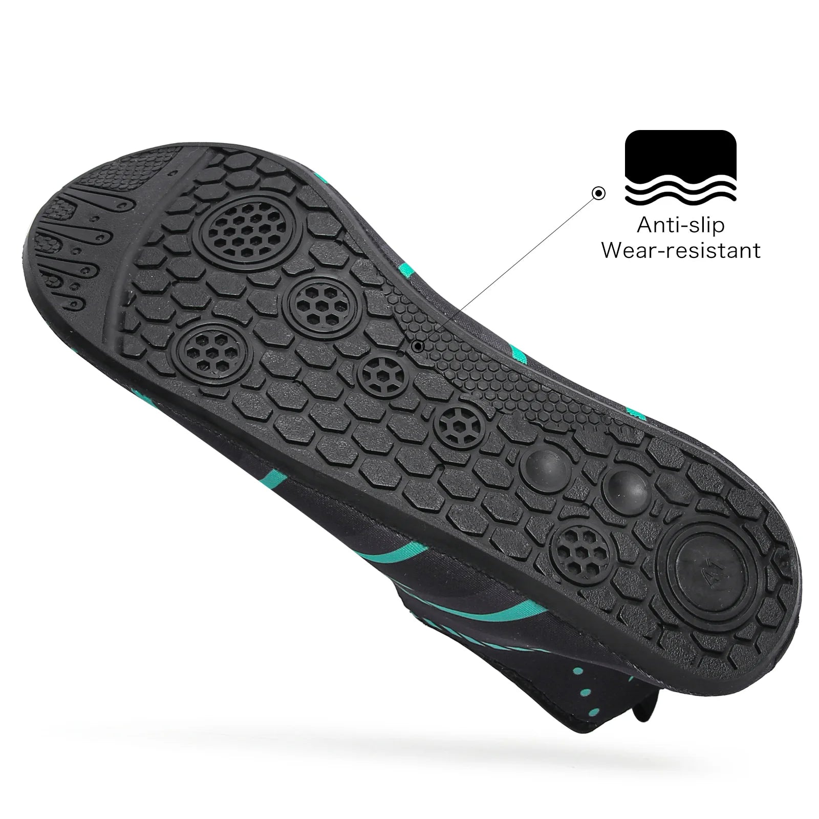 New Beach Shoes Wading Upstream Shoes Non-Slip Water Socks Swimming Shoes Breathable Treadmill Soft Shoes Black Soft Soled