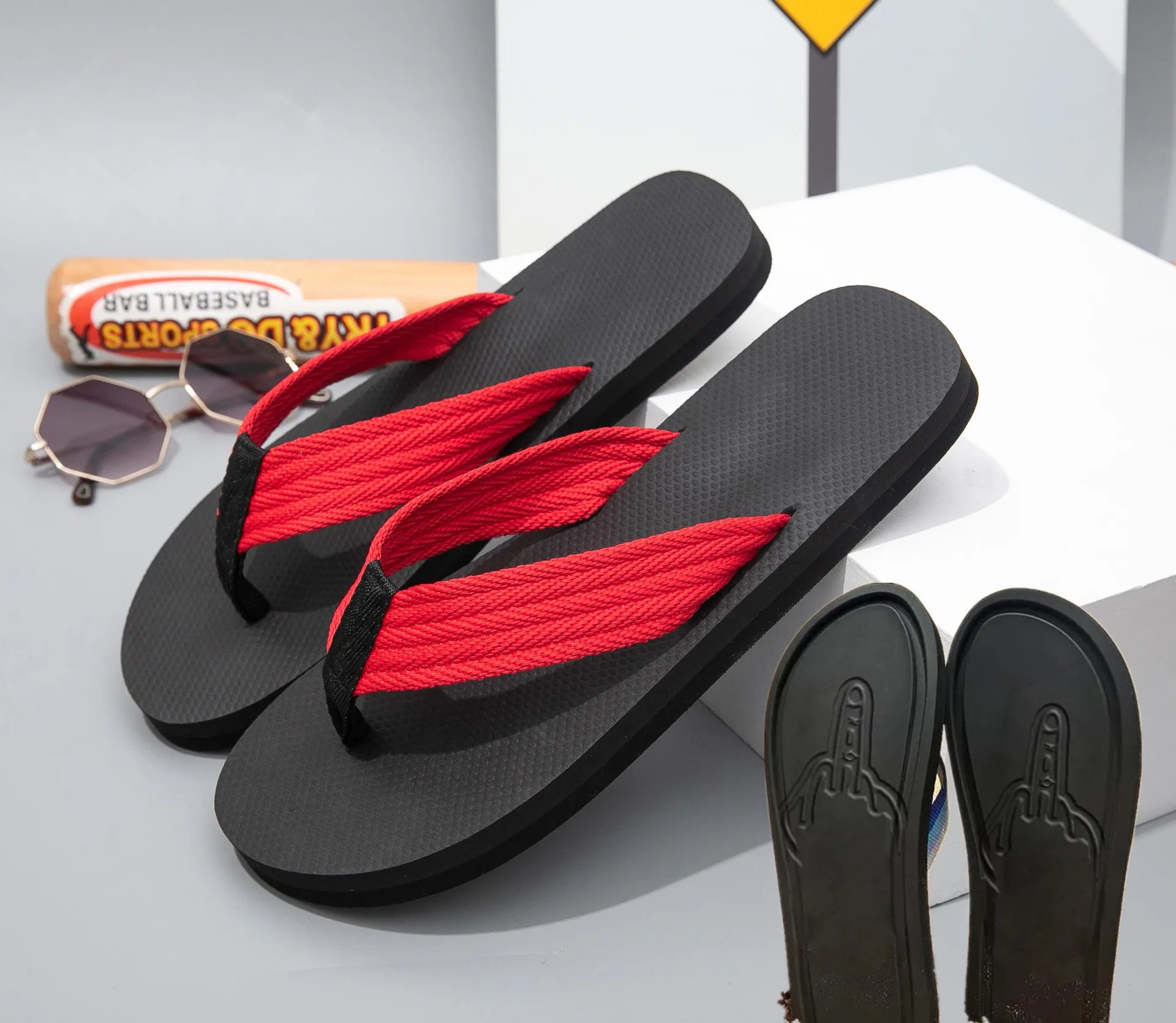 Funny Flip Flops New Thick Sole Flat Casual Summer Beach Outdoor Sandals Figure With Legs Non Slip Comfortable Walking In Stock