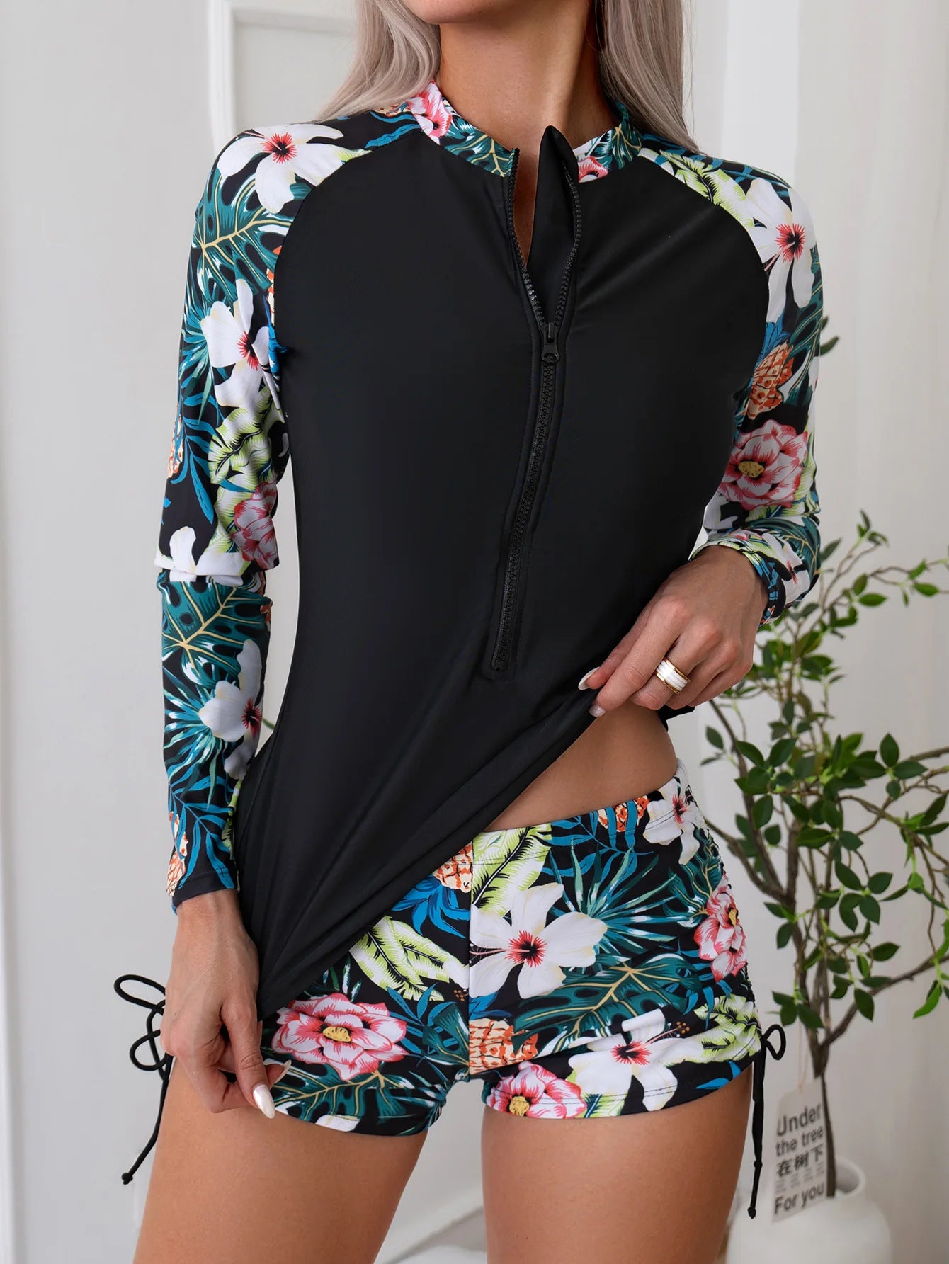 Female Swimsuit With Long Sleeves Swimwear Sports Surfing Tankini Set Beachwear Two-Piece Bathing Suits Pool Women Swimming Suit