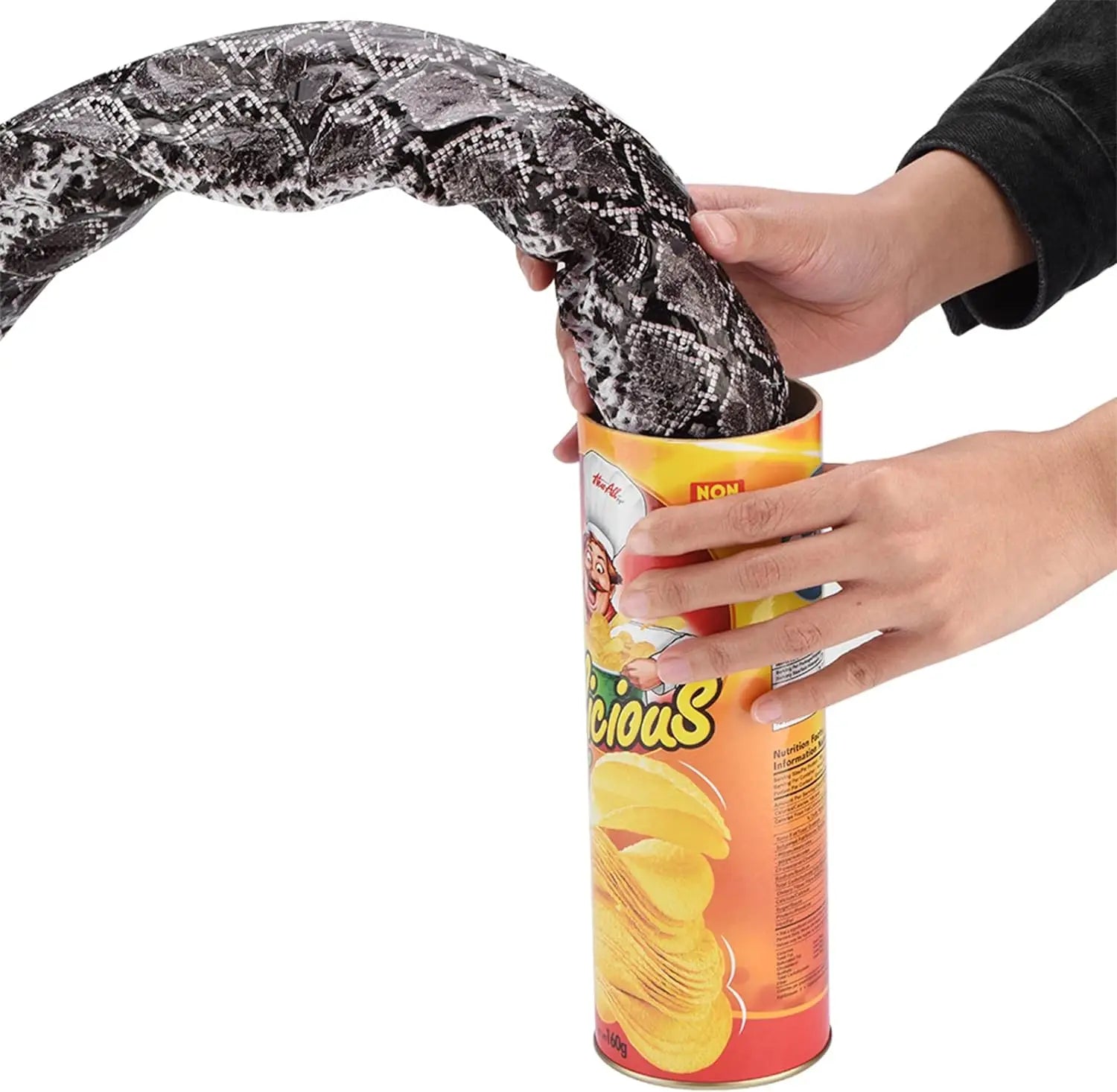 The Potato Chip Snake Can Jump Stage Magic Tricks Spring Snake Toy April Fool Day Halloween Party Jokes in A Can Gag Gift Prank