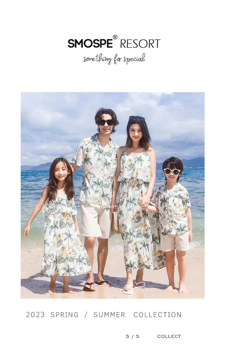 2025 Beach Family Matching Outfit Girl Dress Resort Couple Look Dad Son Sea Holiday Boy Clothes Vacation Mom And Daughter Summer