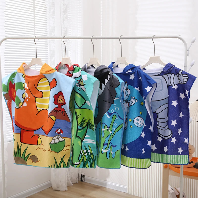 1-Pack of Cute Animal-Themed Polyester Towels for Infants and Children, Absorbent and Quick-Drying Beach Towels, Hooded Poncho Bath Towels, Suitable for Home, Outdoor, and Beach Use, the First Choice for Children's Holiday Gi