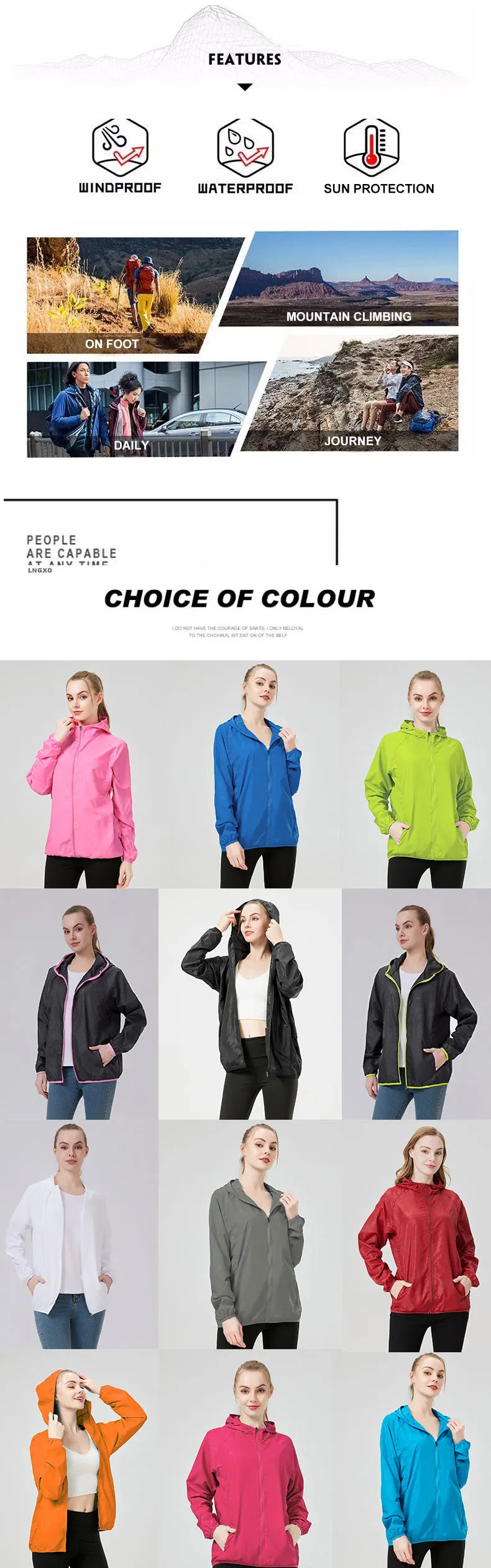 Men Women Hiking Jacket Waterproof Quick Dry Camping Hunting Clothes Sun-Protective Outdoor Sports Coats Anti UV Windbreaker