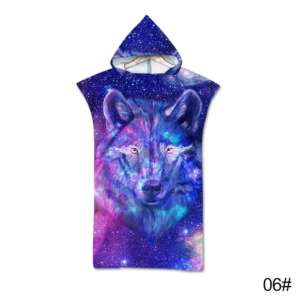 Printed Hooded Beach Towel For Adults Child Quick Dry Swimming Pool Poncho Bath Towel With Cloak Bathrobe Swimming Towels