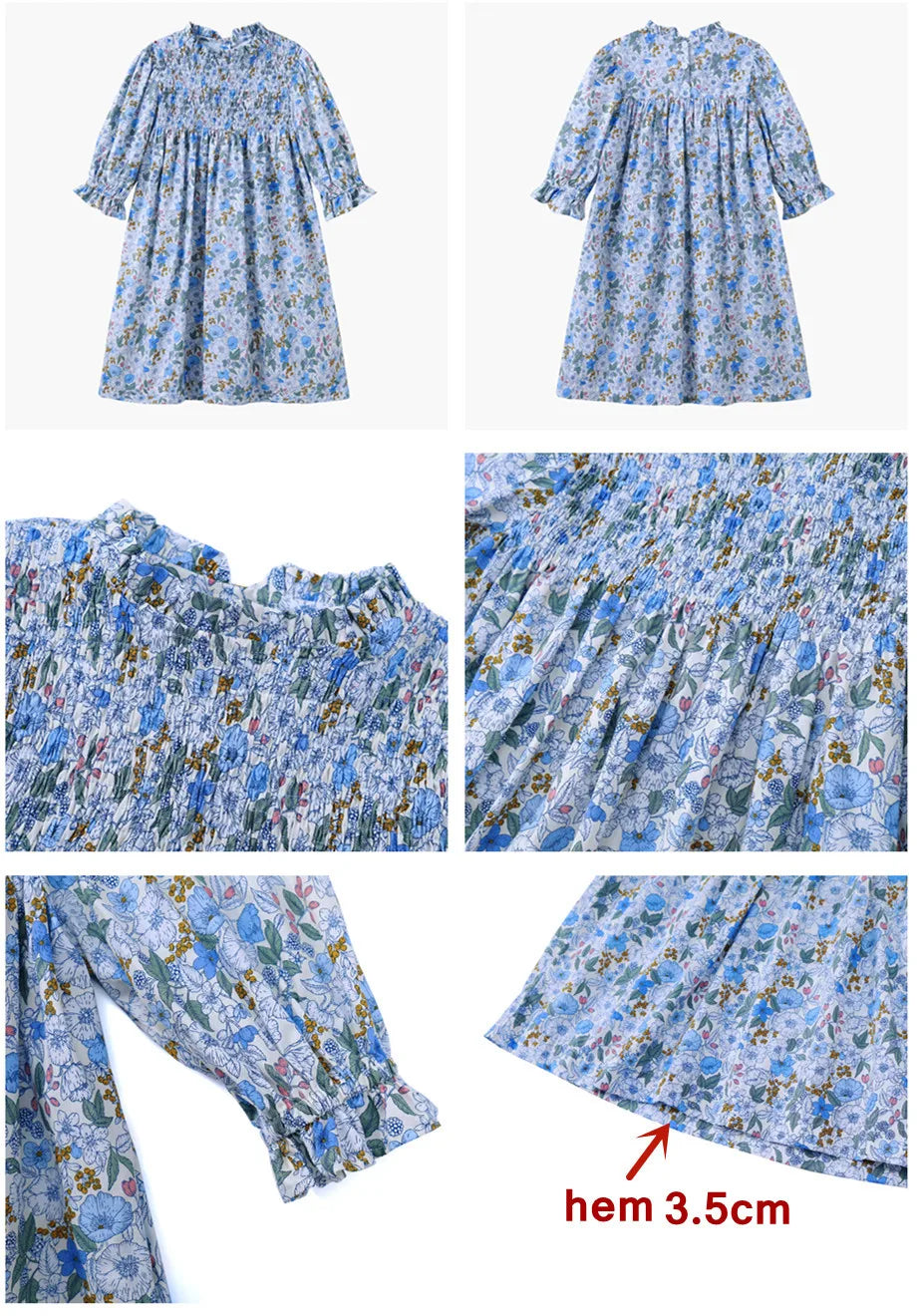 Clearance AS 2024 Summer Blue Shabbos collection sister brother matching clothing 100% cotton floral and knitted kids clothes