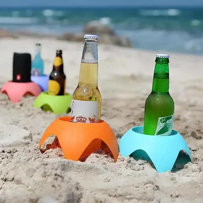 Sands-Free Beach Cup Holder - Foldable & Stackable Portable Drink Stand for Camping/Travel/Outdoor,  Capacity & Multi-Functional