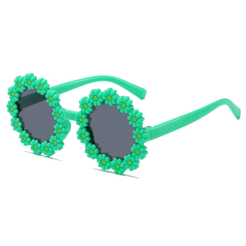 Round Flower Sunglasses for Kids Cute Daisy Glasses Children Outdoor Sun Protection Shades Fashion Funny Party Eyewear