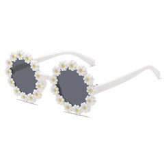 Round Flower Sunglasses for Kids Cute Daisy Glasses Children Outdoor Sun Protection Shades Fashion Funny Party Eyewear