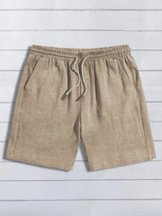 Summer thin linen shorts for men, loose and casual, five-inch pants, cotton and linen, breathable, suitable for beach and sports