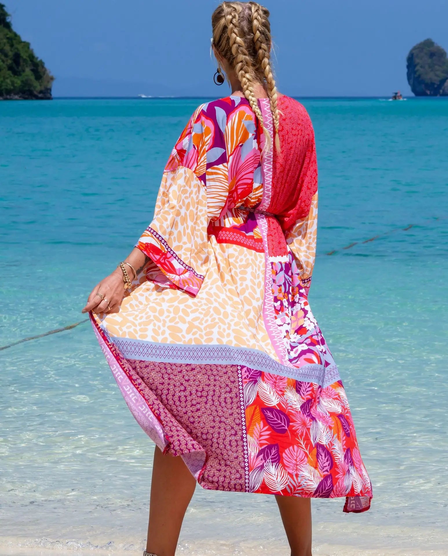 Swimsuit Cover Up Printed Kimono for Sea Boho Coverup Long Luxury Beach Outings Belted Swimwear Cape Holiday Bathing Suits Sales