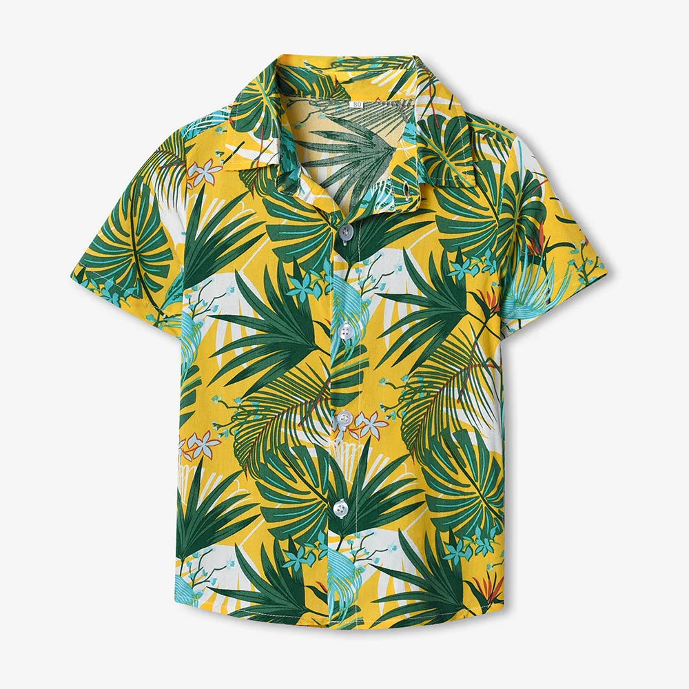Seaside Holiday Dad-son Matching Summer Shirt Beach Style Short-sleeved Flower Shirt Family Matching Shirts Dad and Son Shirts