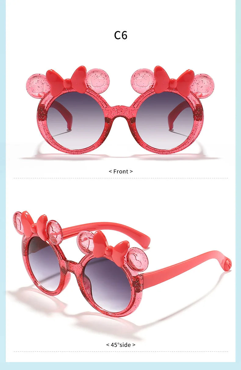 2025 Cartoon Cute Photo Concave Shaped Glasses Children's Bow Candy Colored Sunglasses For Girls, Trendy Sunglasses,