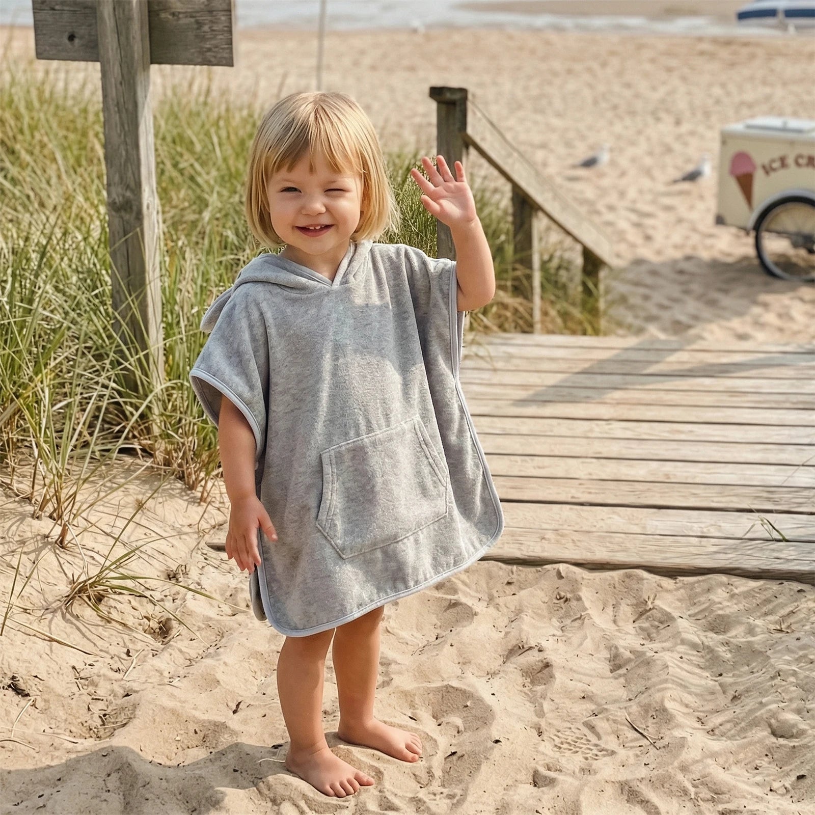Suefunskry Kids Swim Cover-up Hooded Beach Clothes Cute Bunny Ears Bath Towels with Hood and Pockets Baby Swim Robes