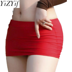 Womens Low Rise Miniskirt Solid Color Elastic Waistband Lingerie Bodycon Mini Skirt Sheer Ultra Pencil Skirt Beachwear Nightwear
