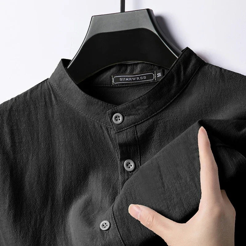 Linen Cotton Shirts for Men Lightweight  Long Sleeve Henley Streetwear Beach Breathable Shirt Hawaiian Large T Shirts for Men
