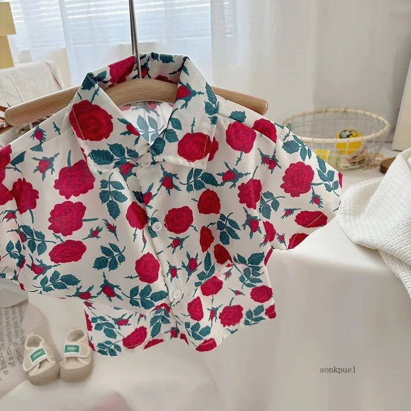 2pc New Children's Set Short-sleeve Shirt and Shorts Two-piece Beach Style Baby Clothes for Boys Summer Kids Clothing