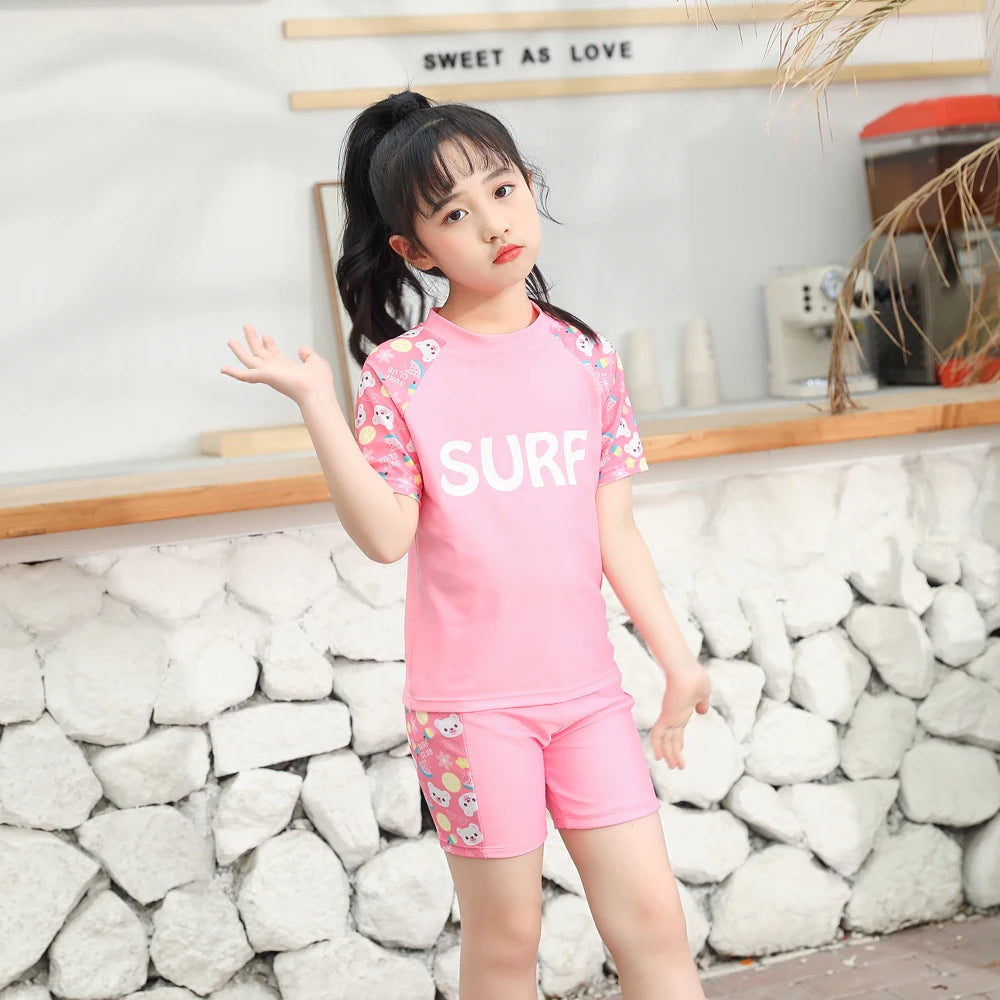 Kids Boy Swimsuit Cool Summer Children Board Shorts 3pieces Boys Swimwear Beach Surfing Girls Swimwear Bathing Suits with Hats