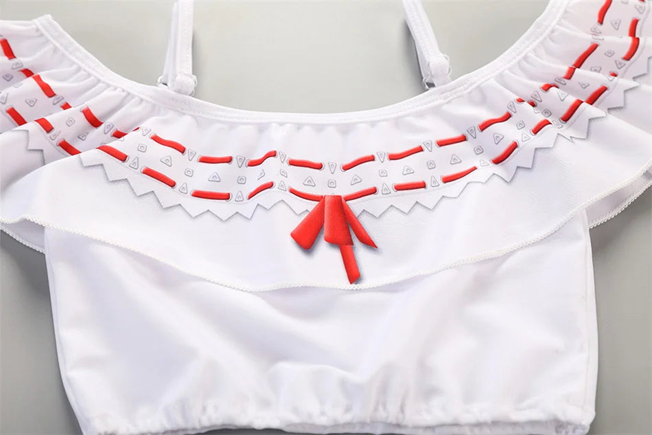 Encanto Cosplay Mirabel Isabela 2Pcs Tops Skirt Set Girls Dolores Luisa Pepa Bikini Swimwear Children Print Beachwear Costumes
