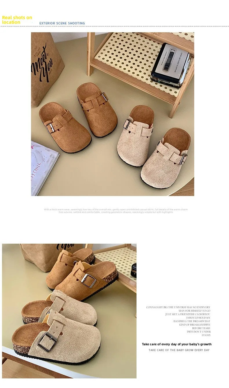 Children's Slippers for Home Simple Solid Color Girls New Flat Mules Fashion Non-slip Versatile Slippers Causal Kids Flip Flops