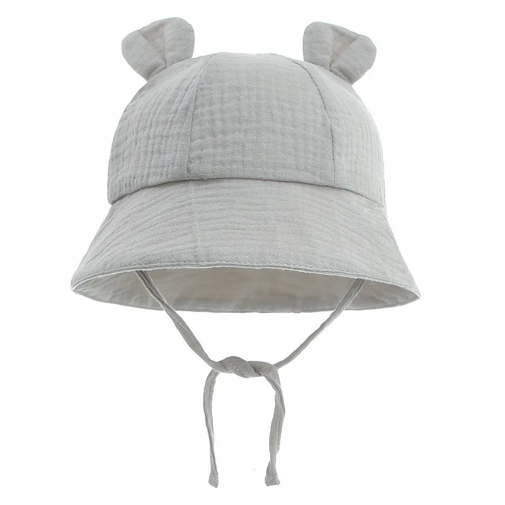 Newborn Boys Girls Bucket Hat Summer Kids Toddler Panama Cap 0 to 12 Months Soft Cotton Baby Sun Hat With Ears Cute Bunny
