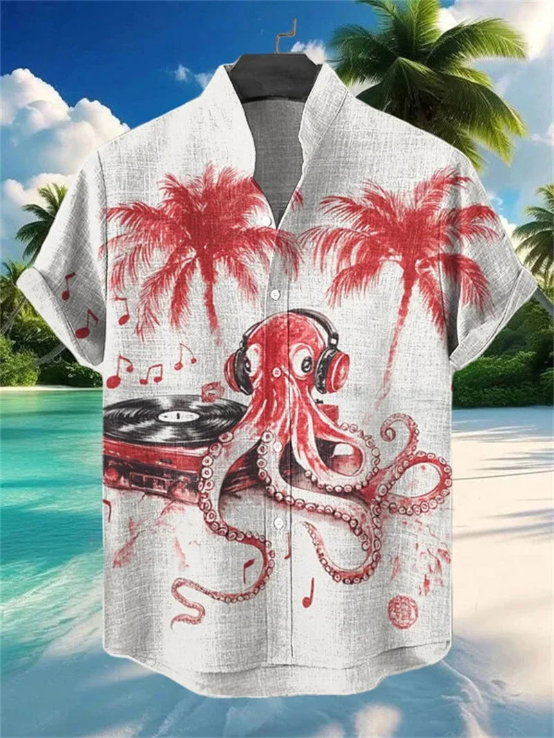 Summer Fashion New Men's Linen Hawaiian Shirt 3D Printed Shirt Short Sleeve Casual Beach Shirt Vintage Shirt