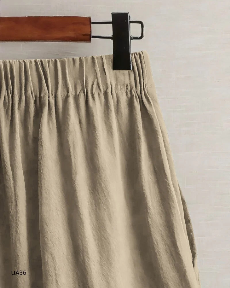 2026 summer new cotton and linen five-piece pants women's high-waisted elastic waist button shorts loose casual shorts