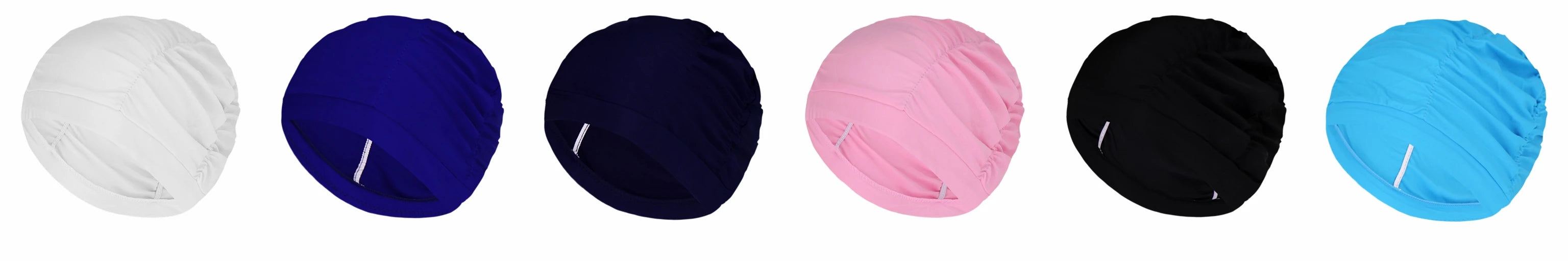 New Solid Color Long Hair Women Men Swim Pool Seaside Water Sports Elastic Pleated Nylon Fabric Bathing Swimming Caps Hat Turban