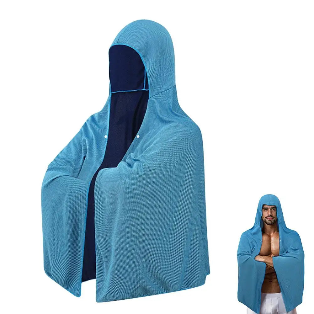 Cooling Hooded Towel Poncho UV Protection Sun Shield for Swimming Beach Pool Outdoor Sports Wipe Sweating Towel