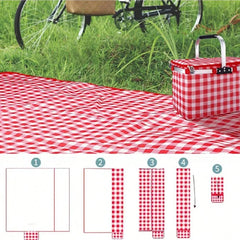 Picnic Blanket 140×190cm Beach Mat Washable Lightweight with Handle Red Checkered for Hiking Travelling Outdoor Camping Parks